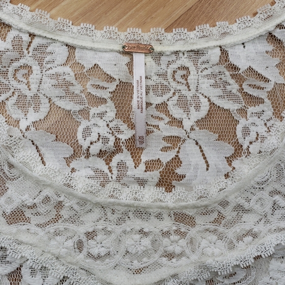 Free People Bell Sleeve Ivory Lace Top - Picture 5 of 15